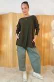 Winnie Ribby Stretch Longline Fine Knit Khaki